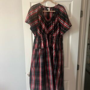 Free Assembly Plaid Cotton Smocked Dress
